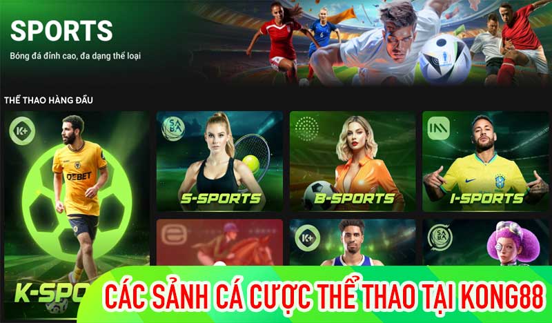 Các sảnh cá cược thể thao, cá độ bóng đá tại KONG88