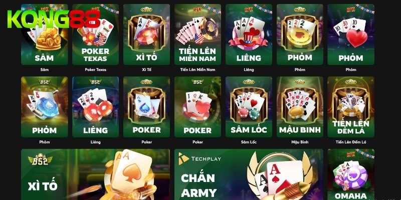 Khám phá các game bài KONG88 hot nhất